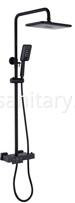 Square Black Piano Keys Thermostatic Shower For Bath